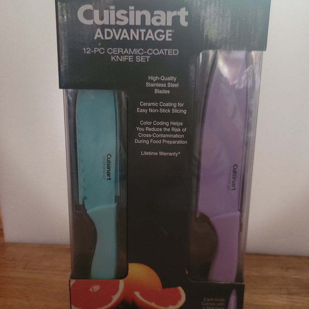 Cuisinart 12-Piece Ceramic coated Kitchen Knife Set, Advantage Color Collection